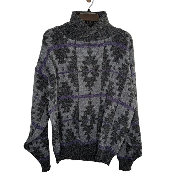 Vintage Javelin High Neck Pullover Sweater Mens size XL Aztec Print Wool Blend - Picture 1 of 9